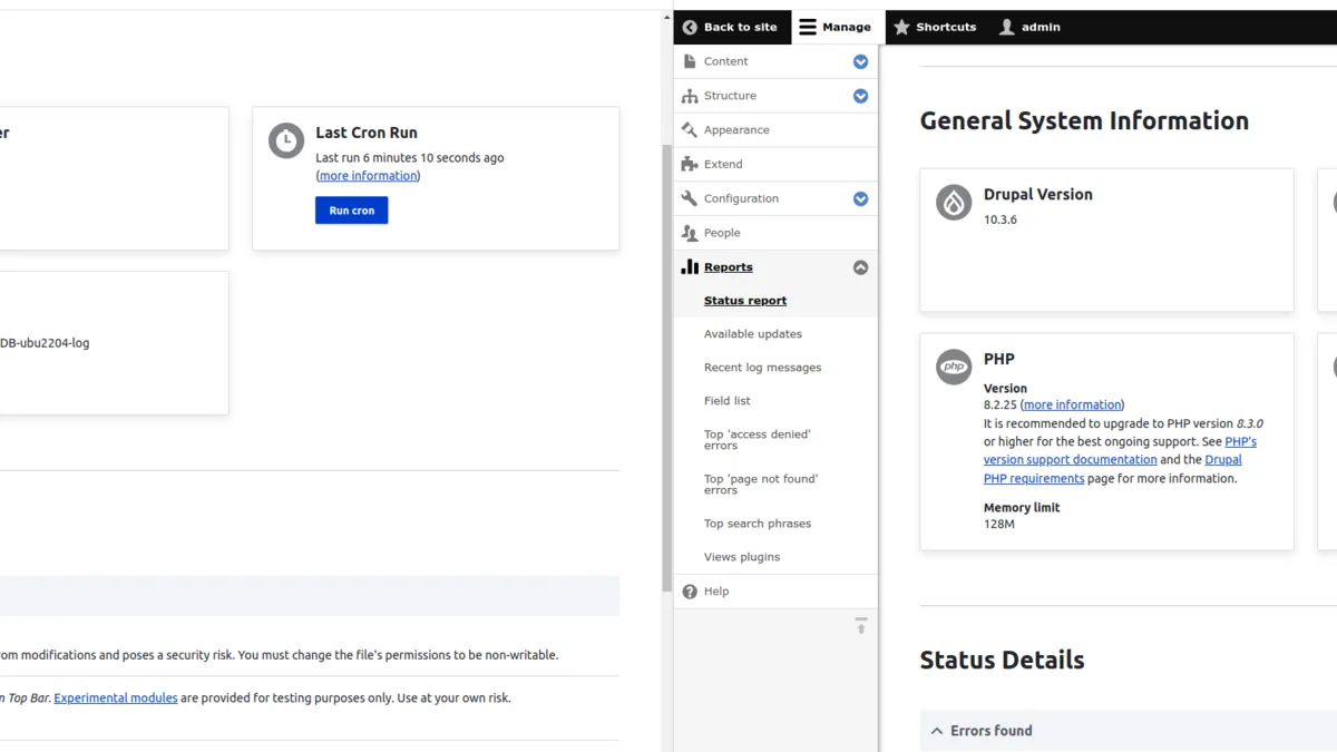 Images showing comparison of navigation ui between drupal 10 and drupal 11