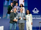 mossbo team receiving International Splash Award in the Apps & Tools category! 