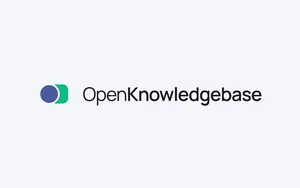 The OpenKnowledgebase logo: a violet circle overlapping a green rounded block, beside the wordmark "OpenKnowledgebase".