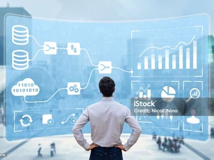 Business analytics and data management dashboard with KPI visualizations