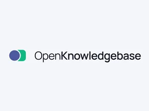 © drunomics The OpenKnowledgebase logo: a violet circle overlapping a green rounded block, beside the wordmark "OpenKnowledgebase".