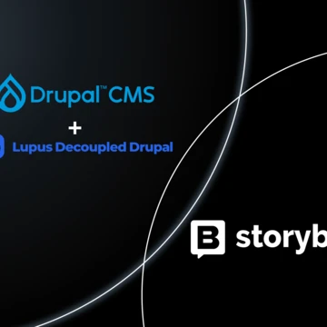 A Venn Diagramm of the Drupal CMS, Lupus Decoupled Drupal and Storyblok Logos