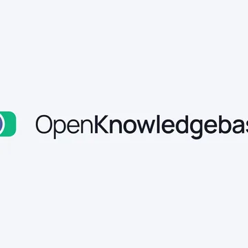 © drunomics The OpenKnowledgebase logo: a violet circle overlapping a green rounded block, beside the wordmark "OpenKnowledgebase".