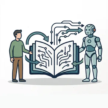© Image generated with AI
Source: Google Gemini A human and agent working into a common knowledge base