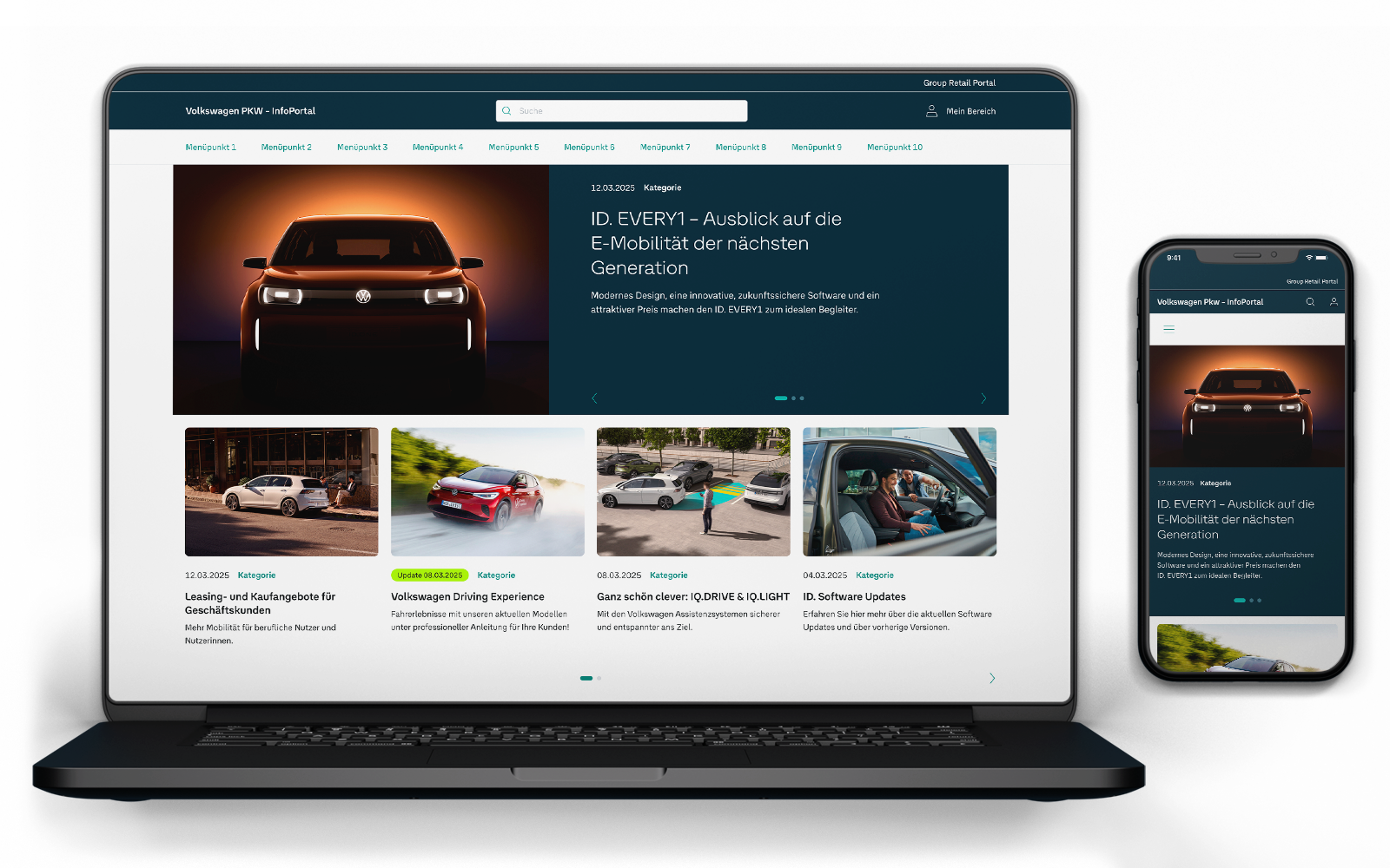 © Volkswagen / Audi Volkswagen AG InfoPortal Cover Image in Desktop and Mobile screens