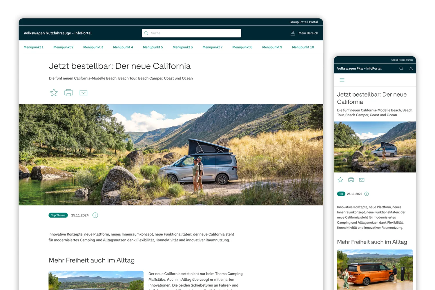 Volkswagen AG InfoPortal Image in Desktop and Mobile screens