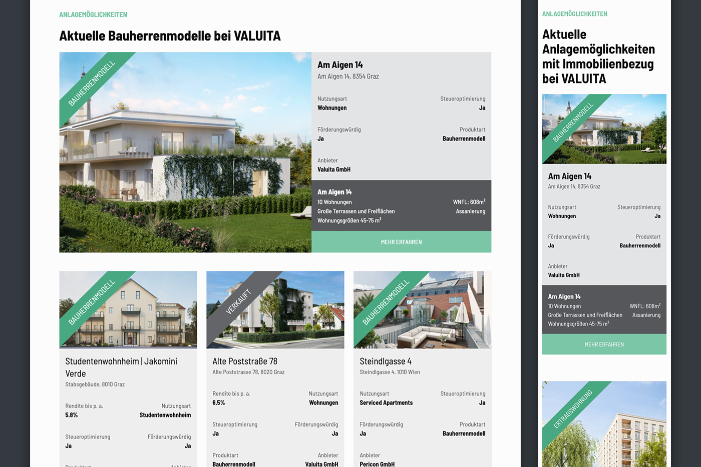 Valuita projects overview screenshot