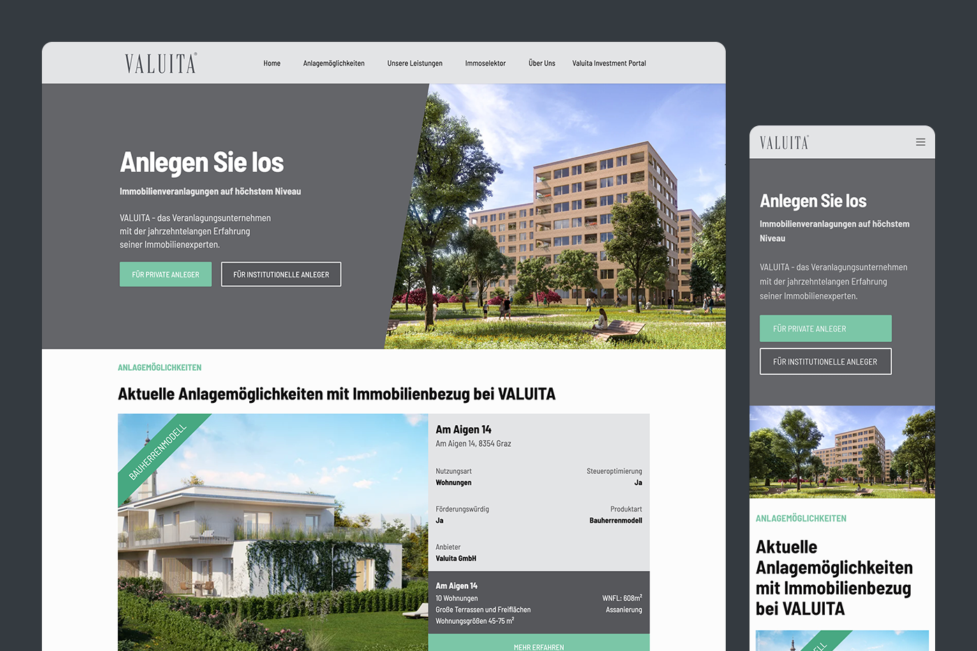 valuita homepage screenshots