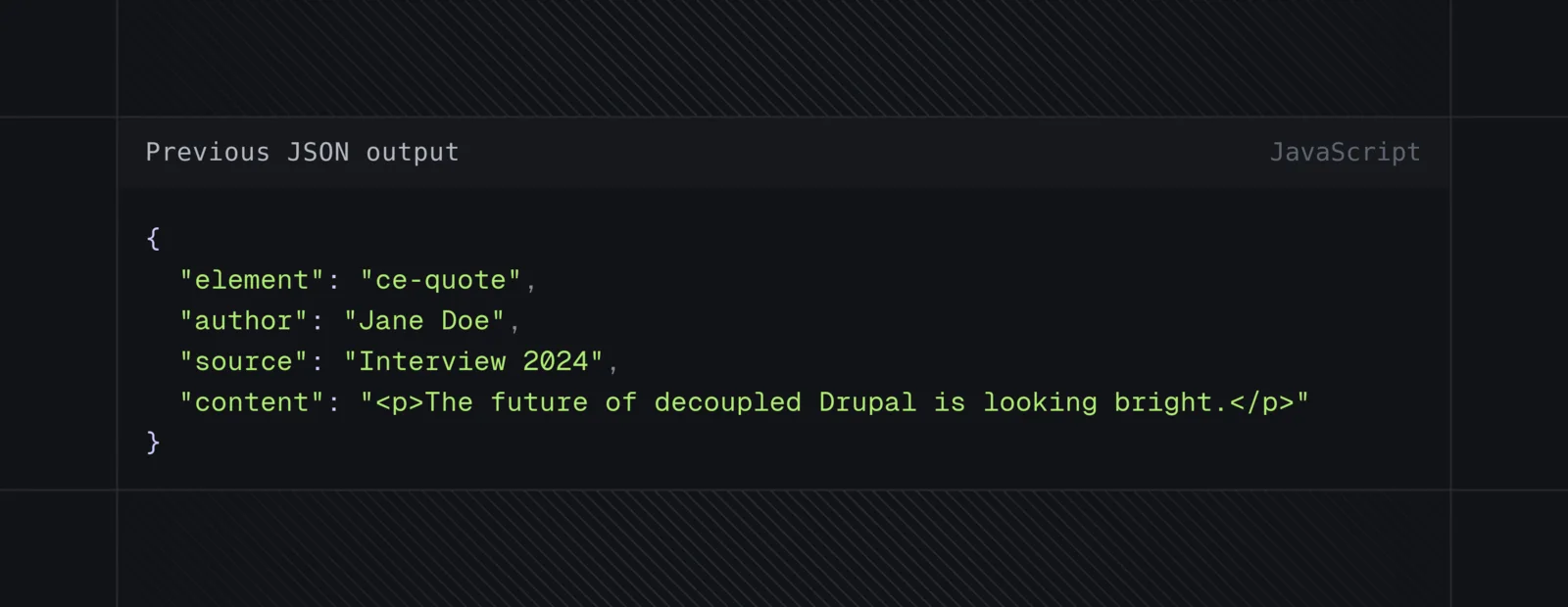 Previous JSON output
